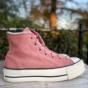 Converse All Star Lift Hi Brick Rose Suede leather Womens 7.5